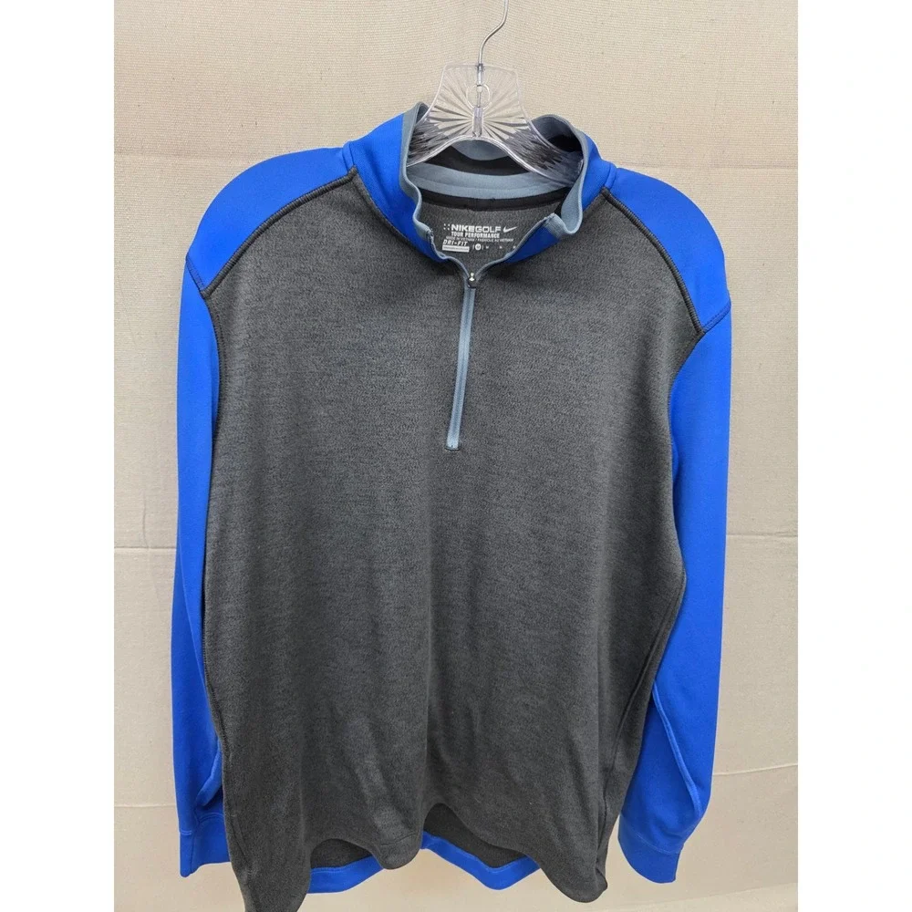 Nike Golf Tour Performance Dri-FIT Quarter Zip Pullover Gray Blue‎ Mens Medium